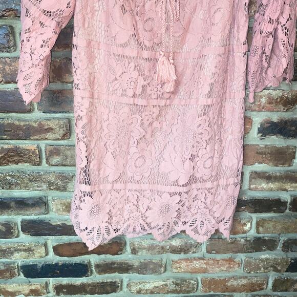 Xhilaration Mauve Pink Cold Shoulder Bell Sleeve Mini Dress Women's Size Small - Picture 4 of 8